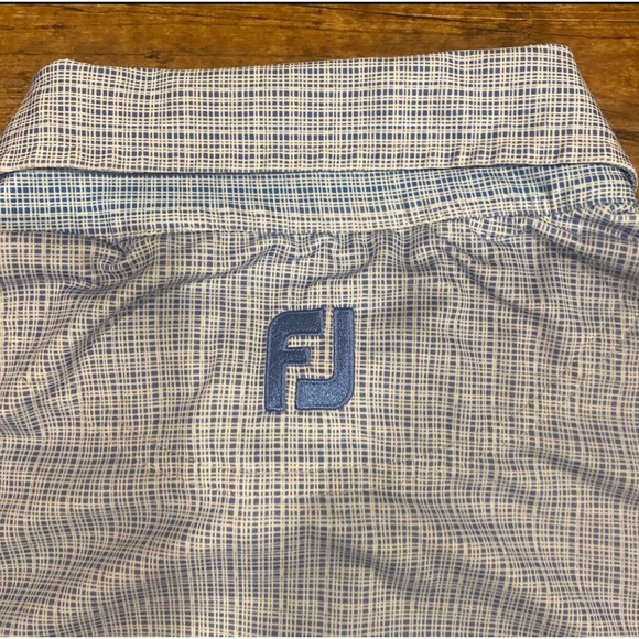 FootJoy Performance Blue White Square Striped Stretch Golf‎ Polo Shirt Men's XL - Picture 6 of 8